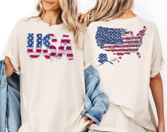 Comfort Colors USA Patchwork Shirt, USA 250th Anniversary Shirt, 4th Of July Shirt, Independence Day Shirt, Patriotic Shirt, Graphic Shirt