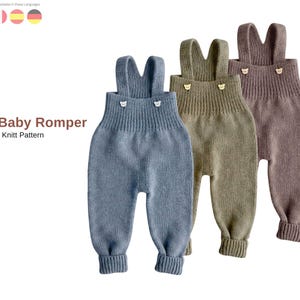 Drein Easy Baby Overall Stickmönster – Baby Jumpsuit PDF – Sömlöst Rompermönster 12–18 månader – Stickat Baby Outfit Mönster – Romperbyxor