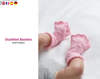 Duckfeet Baby Booties Knitting Pattern PDF, Knit Baby Slippers, 4 Ply Baby Booties, Infant Booties Pattern, Easy Knit Shoes- Baby Booties