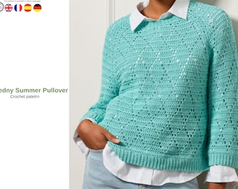 Sedny Summer Pullover Crochet Pattern PDF, Lightweight Lace Sweater Pattern, Women Crochet Top, Spring Summer Pullover- Baby Cardi Pullover