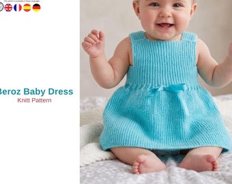 Patrón de vestido de bebé BEROZ en PDF, patrón de vestido para niña, vestido de punto bobo, vestido de punto para bebé, patrón de ropa infantil - Regalo de vestido para bebé