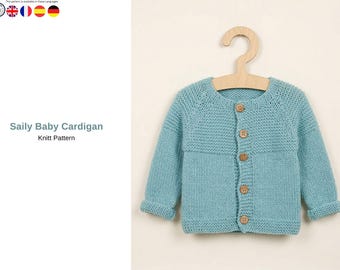 Saily Baby Cardigan Knitting Pattern PDF, Seamless Raglan Baby Sweater, Top Down Knit Cardigan, Baby Jacket Pattern- Baby Cardigan Gift