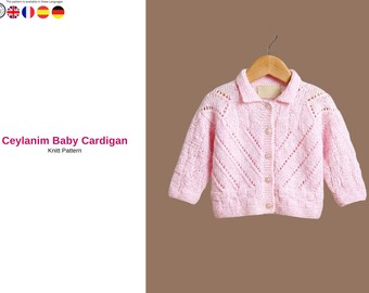 Ceylanim Baby Cardigan Knitting Pattern PDF, Lace Baby Sweater, Seamless Baby Cardigan, Vintage Knit Baby Jacket- Baby Cardigan Gift- Jacket
