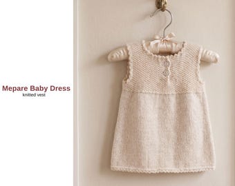 Patrón de tejido para vestido de bebé Mepare – Conjunto de vestido y patucos para bebé en PDF – Patrón de ropa infantil – Ropa de bebé tejida – Regalo para vestido de bebé