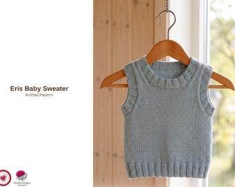 Patrón de punto para chaleco de bebé en PDF – Suéter sin mangas para niños – Top de punto clásico para bebés y niños pequeños – Patrón de chaleco de bebé para regalo – Chaleco de suéter