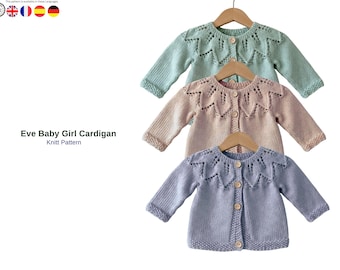 Eve Baby Mädchen Strickjacke Strickmuster PDF, Spitzen Baby Strickjacke, Top Down Baby Pullover, Baby Mädchen Strickjacke, Instant Download