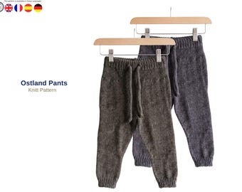 Ostland Baby Pants Knitting Pattern PDF, Baby Leggings Pattern, Top Down Knit Pants, Drawstring Baby Trousers, 3 to 6 Months- Baby Pants
