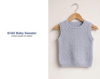 Baby Sweater Knitting Pattern – Textured Vest – Children Sizes 2–12 Years – Sleeveless Knit Top PDF- Kids Sweater Vest Gift