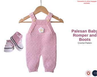 Palesan Baby Romper and Boots Set Knitting Crochet Pattern – Baby Outfit PDF – Romper Booties Set – Newborn to 9 Months- Romper with Boots