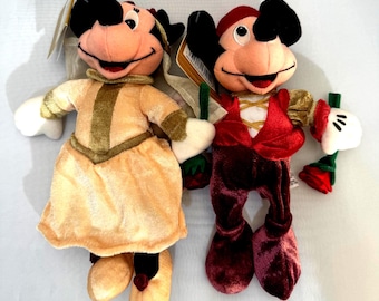 Vintage Pair of Disney Story Mickey & Minnie Mouse Romeo and Juliet Bean Bag Plush Dolls