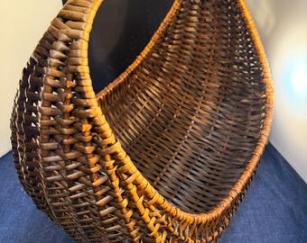 Vintage Large Wicker handgewebter Gondel-förmiger Korb 15 "L x 15,5" H