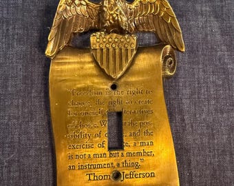 Vintage Thomas Thomas jefferson Zitat Electric Light Plate American Eagle Vaterländischen Messing