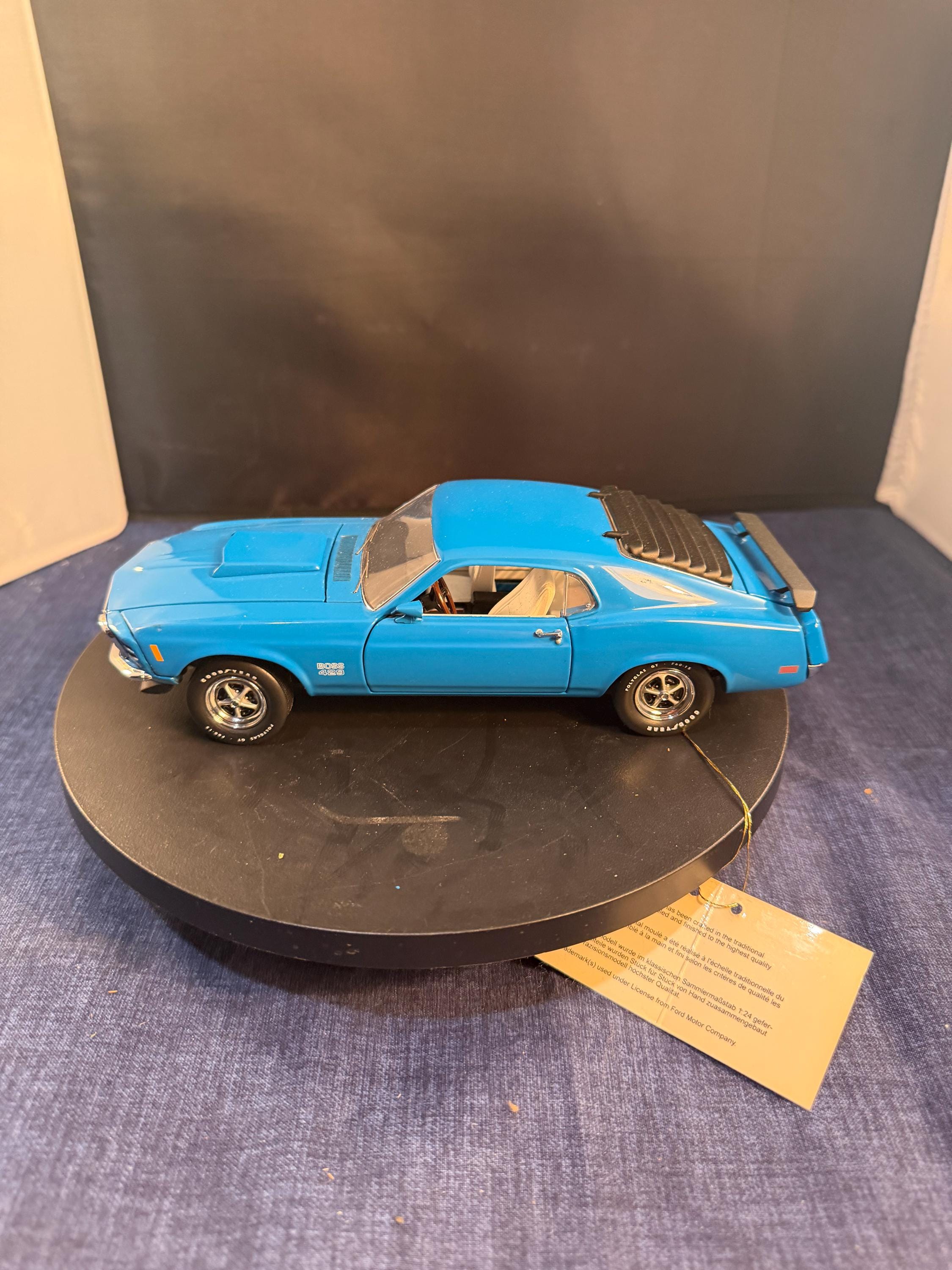 Franklin Mint 1970 Ford Boss 429 Mustang Blue 1/24 Scale Diecast