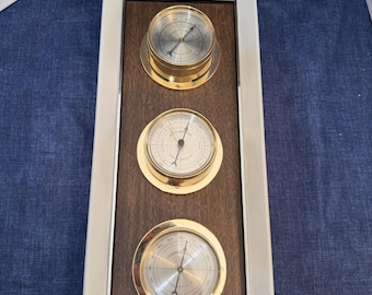 Vintage Springfield Thermometer Barometer Hygrometer Hanging Weather Station USA