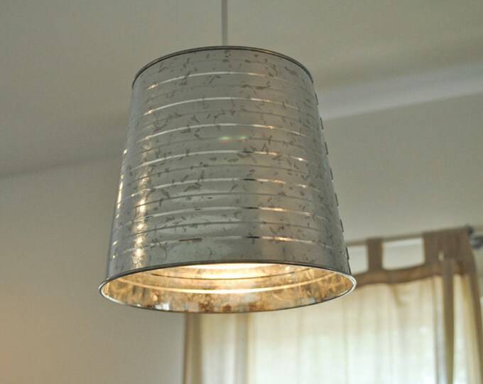 Galvanized Bucket Pendant Light Fixture Etsy