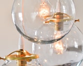 Brass & Glass Globe Pendant Chandelier