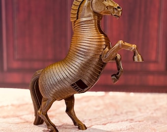 Odyssey Inspired Trojan Horse Statue 9 inch Greek Mythology Decor Ancient Greece Collectible