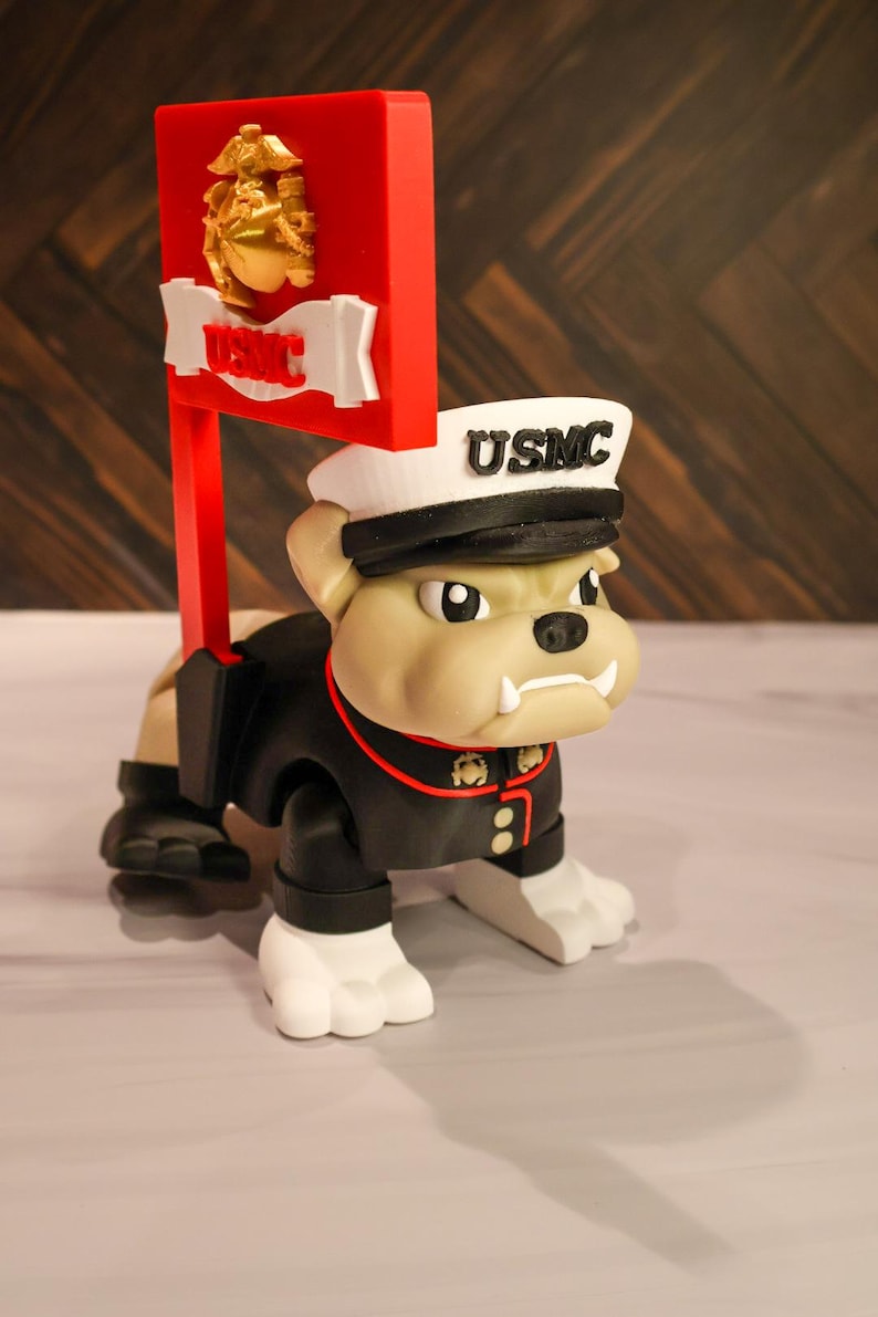 XL USMC Devil Dog Bulldog Statue | 3D Printed Marine Corps Mascot With ...