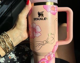 Barbie x Stanley Just Peachy 40oz Tumbler, Peaches N Cream Quencher Cup, FlowState H2.0