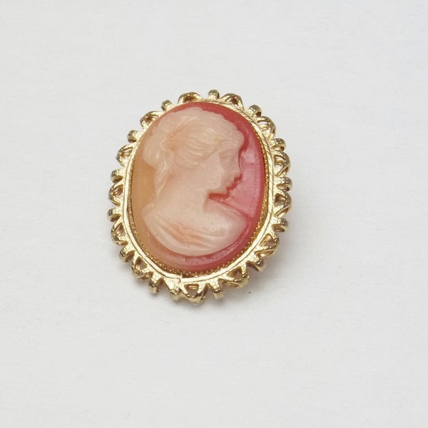 Cameo Vintage Brooch Pretty Victorian Woman Mid Century 1960's Costume Jewelry Pin Gift For Her Gift Under 30 Dollars