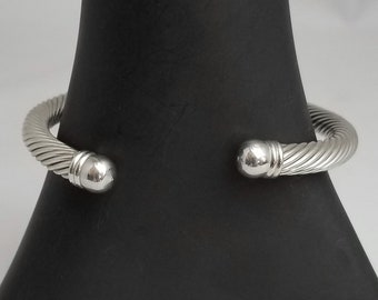 Vintage Open End Cable Design Bangle Bracelet, Silver Color Metal Costume Jewelry on Etsy