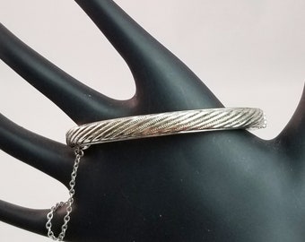 Vintage 1970's Whiting & Davis Hinged Bangle Bracelet, Rope Design, Silver Color Metal Costume Jewelry on Etsy