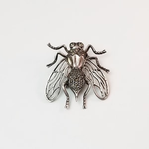 Sterling Silver Vintage Marcasite Insect, Moth / Beetle Brooch, Fine Jewelry Gift For Her