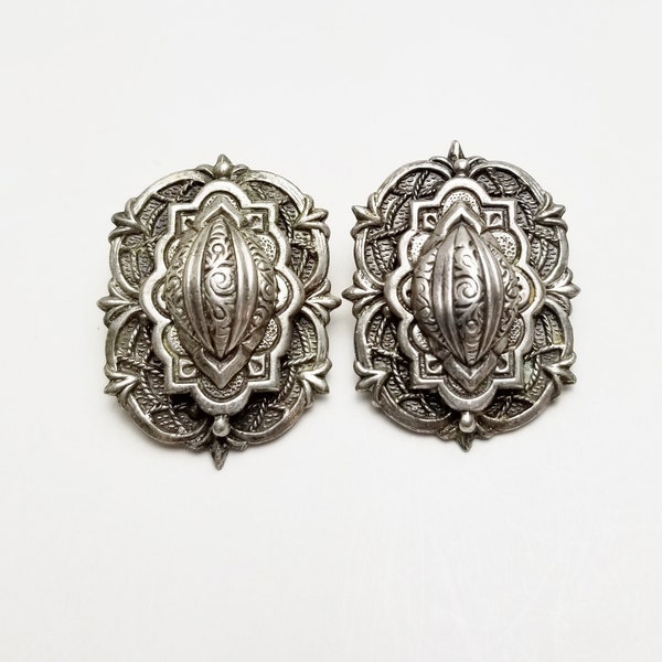 Vintage Tiered Detailed Egyptian Revival Clip On EARRINGS, 1920's Costume Jewelry, Gift For Her on Etsy