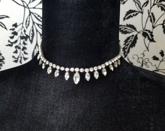 Clear Austrian Crystals Repurposed Tiara Choker Necklace, Costume Jewelry on Etsy sb