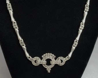 Silver Metal Egyptian Revival Marcasite Style Choker Necklace, 1970's Vintage Costume Jewelry on Etsy