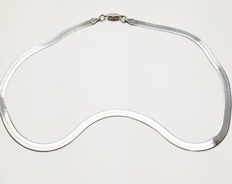Vintage Sterling Silver Herringbone Chain Necklace Fine Jewelry 18" Long, 13.9 Grams