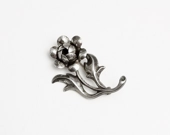 1940's Vintage Brooch, Sterling Silver, Signed Beau, 3D Flower Pin, Fine Jewelry Gift For Her, Gift Under 45 Dollars