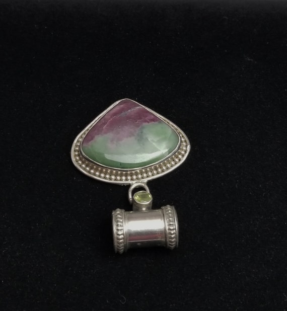 Sterling Silver Ruby Zoisite Gemstone Pendant: Fi… - image 3
