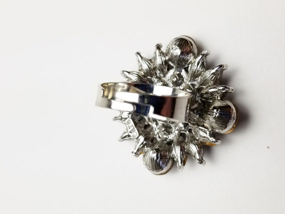 Signed Cara Rhinestone Statement Ring: Black & Si… - image 7