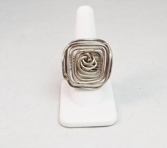 Vintage Silver Tone Wire Wrap Ring: Bold Costume … - image 3