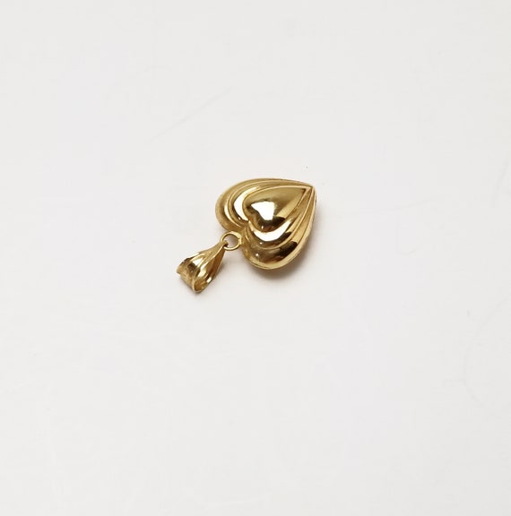 14 K Solid Yellow Gold Miniature Puffy Heart Pend… - image 7