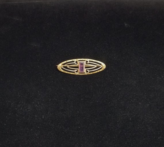 Antique Large Rectangle Cut Amethyst Solid 10K Ro… - image 1