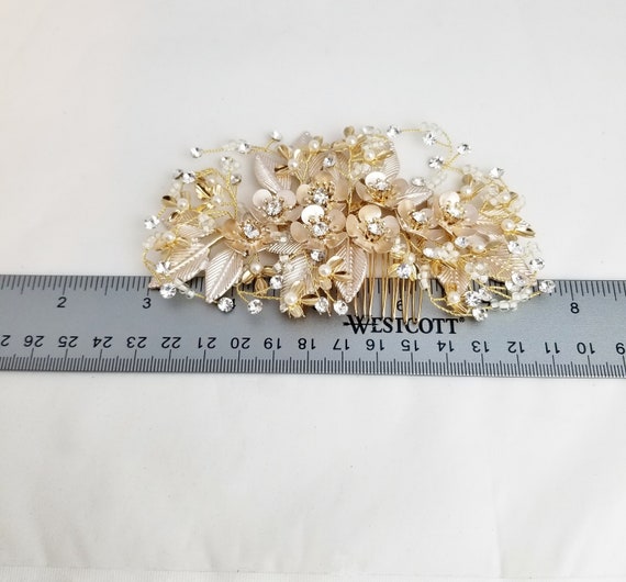 Large Jeweled RHINESTONE Multi Tooth Hair Comb in… - image 10