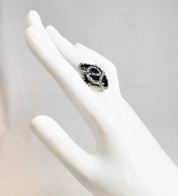 Vintage Statement Ring with Numerous Tiny Crystal… - image 3