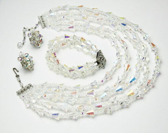 Mid 1950's Swarovski AB Crystals 5 Strand Choker … - image 7