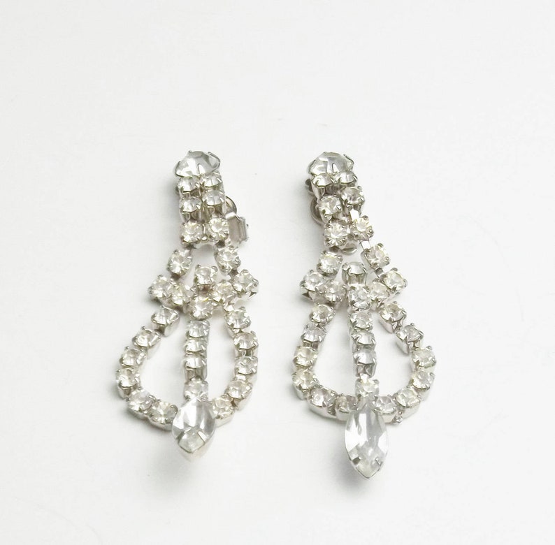 Hollywood Glamour Girl Earrings Runway Statement Rhinestone Etsy