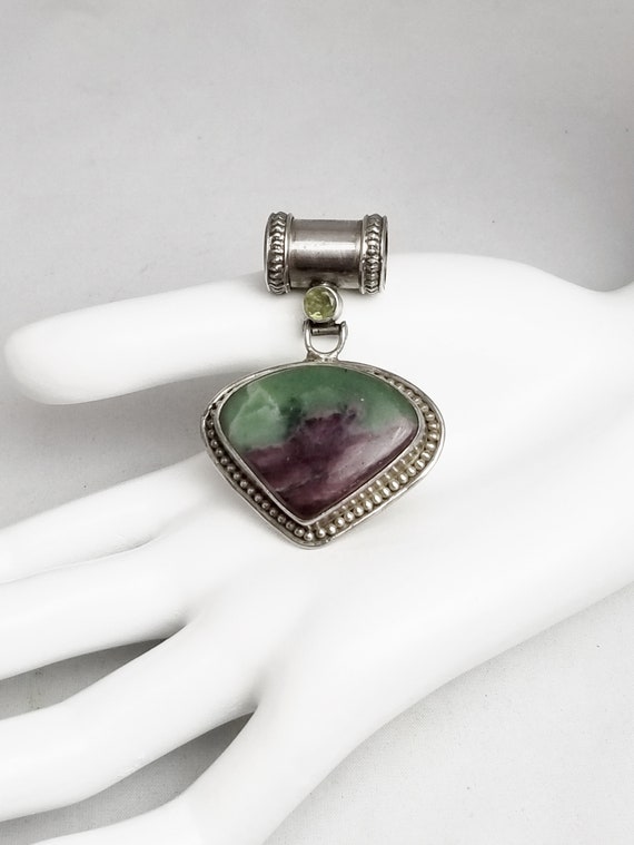 Sterling Silver Ruby Zoisite Gemstone Pendant: Fi… - image 6