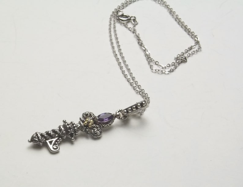 Vintage on Etsy Designer Barbara Bixby Key/'s of Life Sterling Silver /& 18K Gold Amethyst Fine Jewelry Necklace Gift For Her