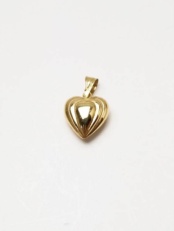 14 K Solid Yellow Gold Miniature Puffy Heart Pend… - image 3