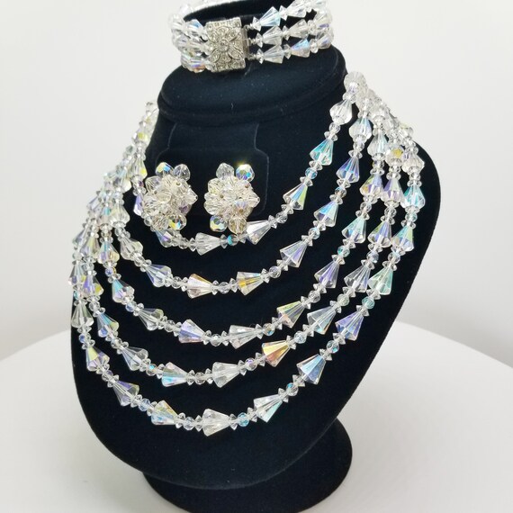 Mid 1950's Swarovski AB Crystals 5 Strand Choker … - image 2