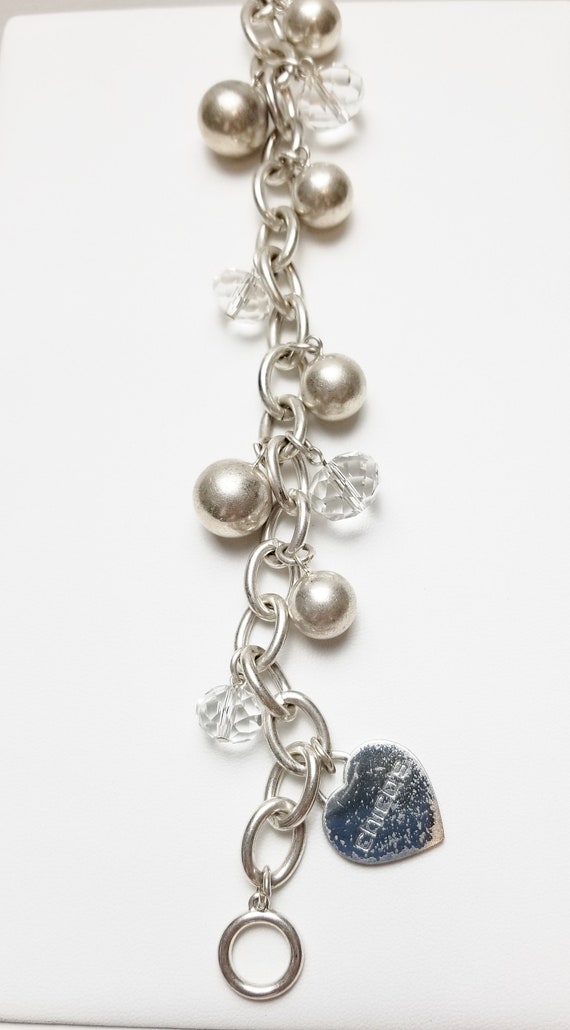 Signed Chico's Silver Tone Balls &  Glass Crystal… - image 3