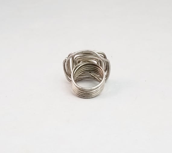Vintage Silver Tone Wire Wrap Ring: Bold Costume … - image 5