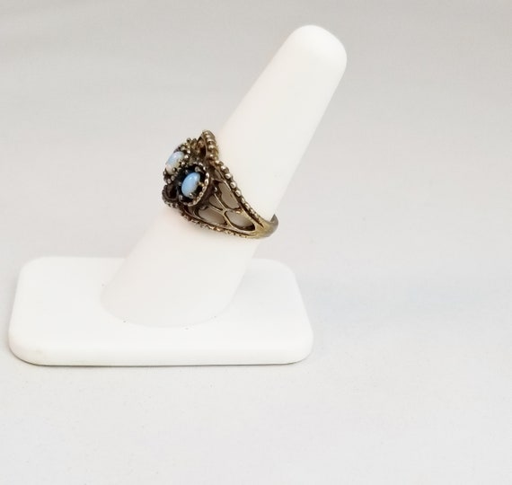 Vintage 1960's Ring, Blue Glass Moonstones Caboch… - image 6