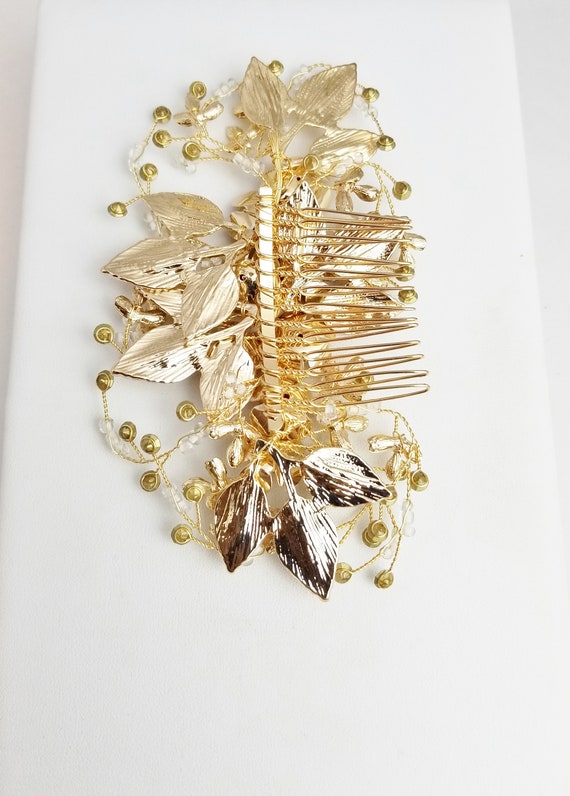 Large Jeweled RHINESTONE Multi Tooth Hair Comb in… - image 8