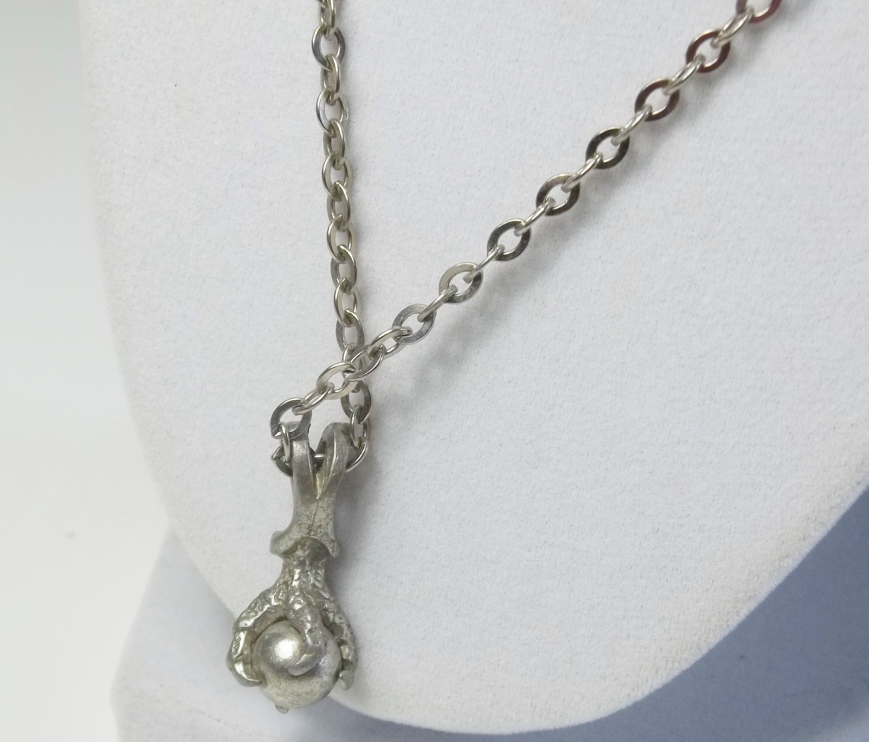 Costume Jewelry Silver & Pewter 1960's Claw And Ball Pendant Vintage Necklace Gift For Her Or Him on Etsy
